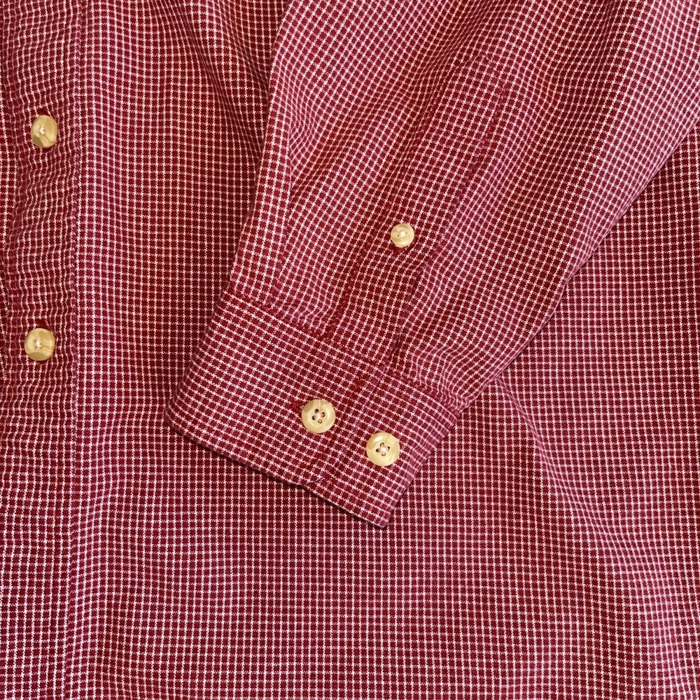 Eddie Bauer Shirt Men's Large Heavy Cottton Red White Gingham Check - Picture 6 of 10
